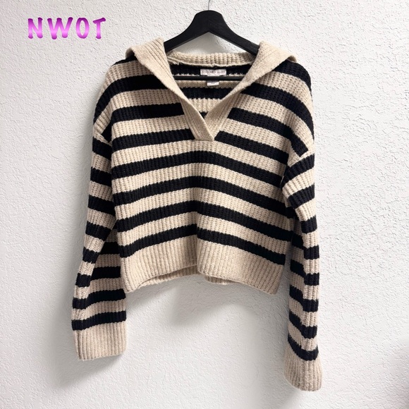 Sweaters - NWOT Sincerely Jules Black Stripe Sailor Crop Sweater Womans SM